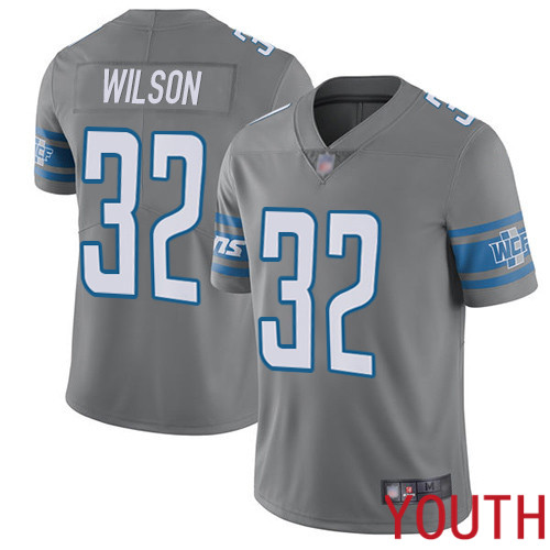 Detroit Lions Limited Steel Youth Tavon Wilson Jersey NFL Football #32 Rush Vapor Untouchable->youth nfl jersey->Youth Jersey